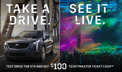  $100 Ticketmaster Ticket Cash code for Test Driving a XT4