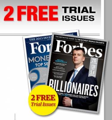 2 Free Trial Issues of Forbes Magazine