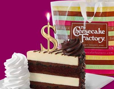 $25 reward to use at DoorDash for delivery orders from The Cheesecake Factory