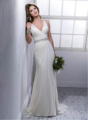 AMAZING SHEATH / COLUMN FLOOR-LENGTH ZIPPER RUCHING WEDDING DRESS 