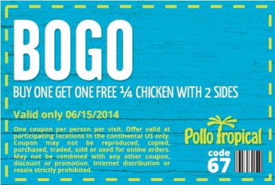 Coupon - BOGO Chicken with 2 sides