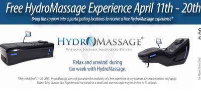 Coupon - Free HydroMassage Experience (April 11 to 20th)