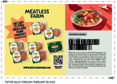 Coupon - Free Meatless Farm Product