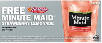 Coupon - Free Minute Maid at Hardee's