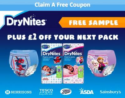 Coupon - Free Sample of DryNites Pyjama Pants