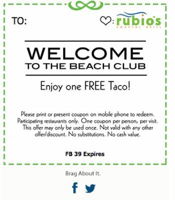 Coupon - Free Taco at Rubio's