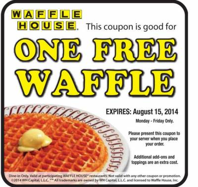 Coupon - One Free Waffle at Wafflehouse