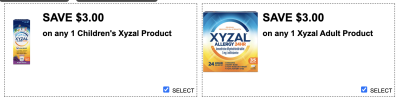 Coupons for Xyzal® products