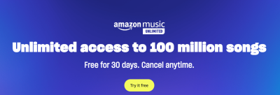 Free 1 Month Subscription to Amazon Music