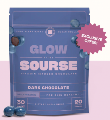 Free 15-day supply of Glow Bites Plant-based collagen for hydrated skin