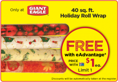 Load up: Free 40 sq. ft. Holiday Roll Wrap At Giant Eagle