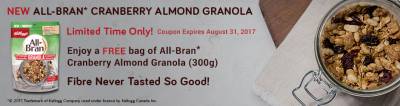 Redeem: Free All Bran Cranberry Almond Granola Coupon