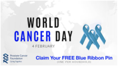 Free Blue Ribbon Pin for Prostate Cancer Awareness 