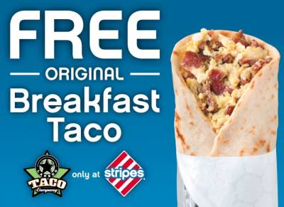 Free Breakfast Taco at Stripes