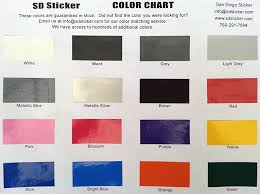 Request Free Color Chart From SD stickers