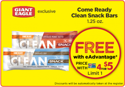 Load up: Free Come Ready Clean Snack Bars at Giant Eagle