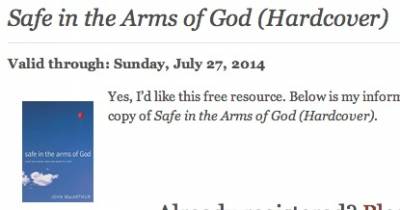 free copy of Safe in the Arms of God (Hardcover)