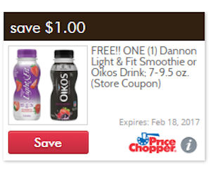 Coupon: Free Dannon Light & Fit Smoothie or Oikos Drink at Price Chopper