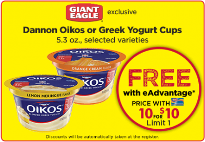 Load up: Free Dannon Oikos or Greek Yogurt Cup From Giant