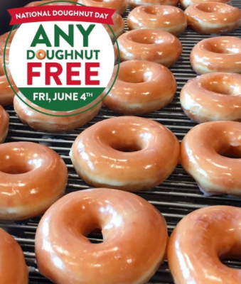 FREE doughnut at KrispyKreme on June 04