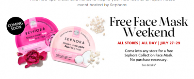 Free Face Mask at Sephora (July 27 to July 29)