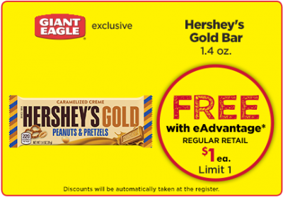 Load up: Free Hershey’s Gold Bar At Giant Eagle 