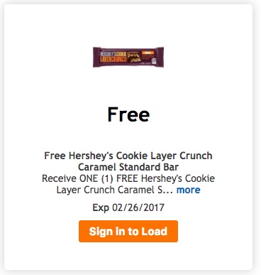 Free Hershey's Cookie Layer Crunch Caramel Standard Bar