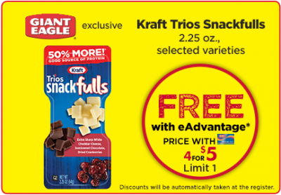 Load up: Free  Kraft Trio Snackfulls At Giant Eagle 