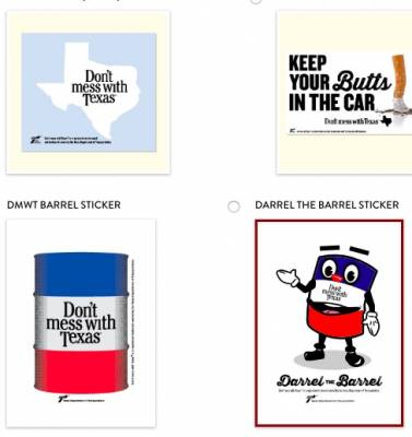 free litter bag and sticker - Don't Mess with Texas (Texas Residents Only)