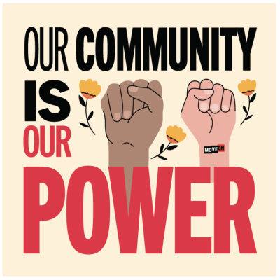 FREE "Our Community Is Our Power" sticker!