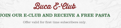 FREE Pasta Meal at Buca di Beppo