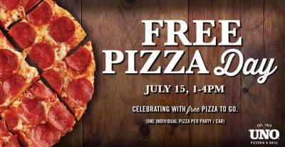 Free Pizza at Unos on July 15 1pm to 4pm