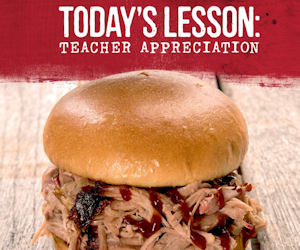 Teachers: Free Pork Sandwich for Teachers at Sonny’s BBQ 