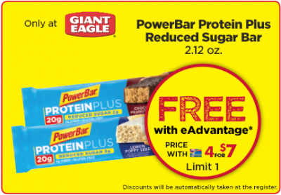 Load up: Free PowerBar Protein Plus at Giant Eagle and Aquafina Water at GetGo