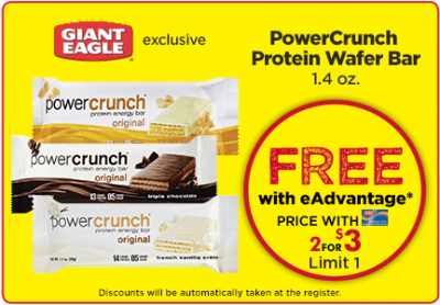 Load up: Free PowerCrunch Protein Wafer Bar At Giant Eagle