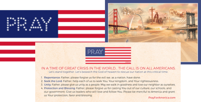 Sign up: Free Pray" Bumper Sticker And "I'm Praying For America" Postcard