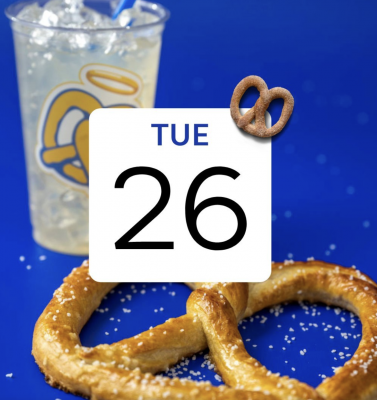 Free Pretzels at auntie anne's pretzels (April 26)