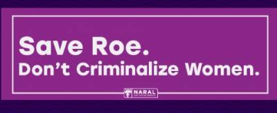 FREE "Save Roe. Don't criminalize women." sticker