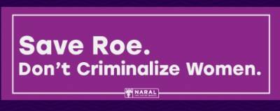 FREE "Save Roe. Don't criminalize women." sticker