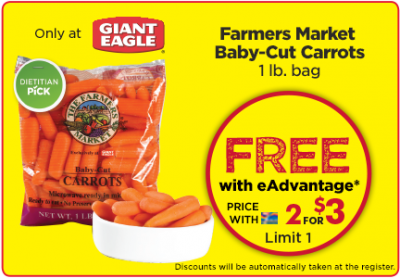 Load up: Free Sample Bag Of Farmers Market Baby-Cut Carrots At Giant Eagle