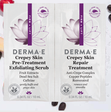 Free Sample of Derma E Crepey Skin Repair Treatment and Scrub