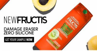 Free Sample of FRUCTIS DAMAGE ERASER 0 SILICONE SHAMPOO AND CONDITIONER 