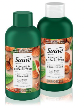 Free samples of Suave Almond & Shea Butter Moisturizing Shampoo and Conditioner.