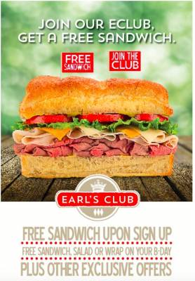 Free Sandwich at Earl of Sandwich