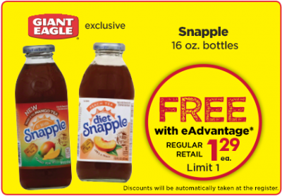 Load up: Free Snapple Bottle At Giant Eagle 