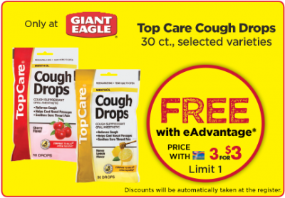 Load up: Free Top Care Cough Drops at Giant Eagle- 30 Ct