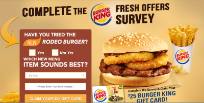 Get a $25 Burger King Gift Card