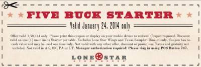 LoneStar Steakhouse: Five Buck Starter