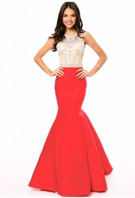 Mermaid Bateau Red Prom Dress